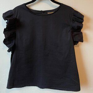 Nooworks Ruffle Top in Black - XL